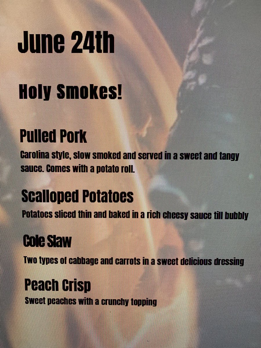 Our weekly meal for this week. Meal feeds 4-6 for $55 and a single is $11. Order by Wednesday at 4pm for Friday pickup or delivery. Pickup is at St. John’s Lutheran Church in Folcroft from 12p-2p. Address is 1500 Glen Avenue but we do the pickups in the parking lot behind church.