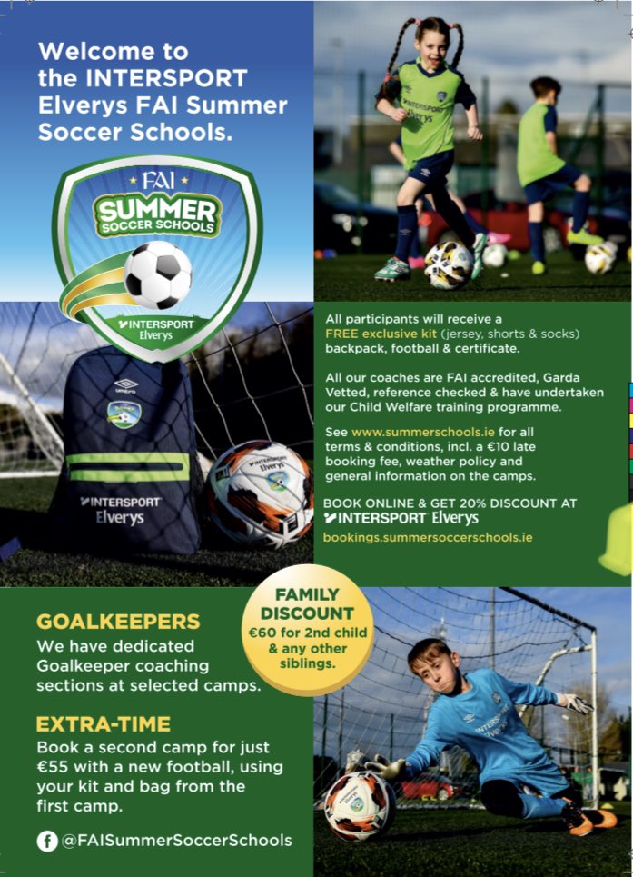 Bantry Bay Rovers (@bayroversbantry) on Twitter photo Bantry Bay Rovers FAI Summer School
August 9th - 13th 2021
Ages 6 - 14
We are delighted to announce the return of our club’s annual FAI Summer School.
summersoccerschools.ie/booking Bantry Bay Rovers FAI Summer School
August 9th - 13th 2021
Ages 6 - 14
We are delighted to announce the return of our club’s annual FAI Summer School.
summersoccerschools.ie/booking
