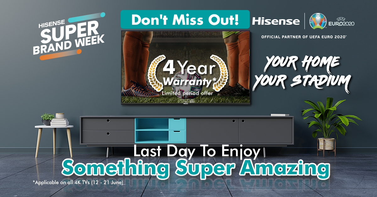 Hisense_IND's tweet photo. Last day to claim the amazing discounts! Grab your favourite Hisense products now and experience a Super Amazing world.
Hurry now!
Know More: https://t.co/p3pltlaPG6
#YourHomeYourStadium #SuperBrandWeek #Hisense #BeAmazed https://t.co/NEXYhY97Bh