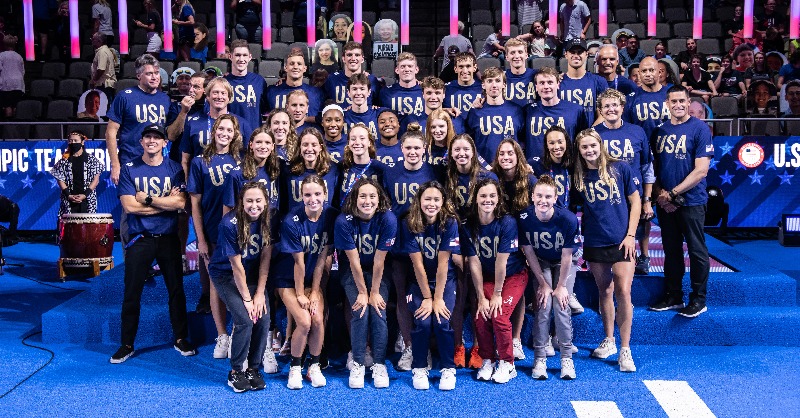 USASwimming's tweet photo. We're ready to take on the world. 😤 

@teamusa | #TokyoOlympics
