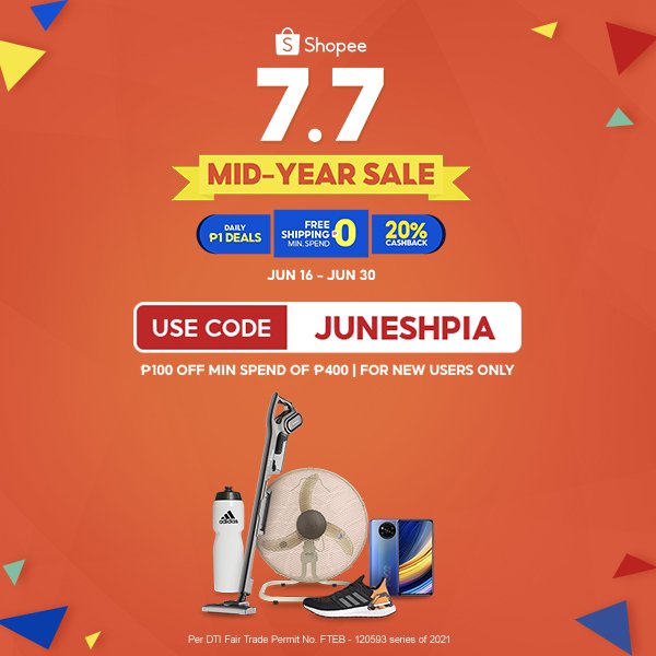 dtvupdates_sns's tweet photo. @ShopeePH 7.7 Mid-year Sale

• Free Shipping P0 min. Spend
• Daily P1 Deals
• 20% Cashback

Shop Now: https://t.co/JFrMJtrbUm https://t.co/RTbKMuND6P