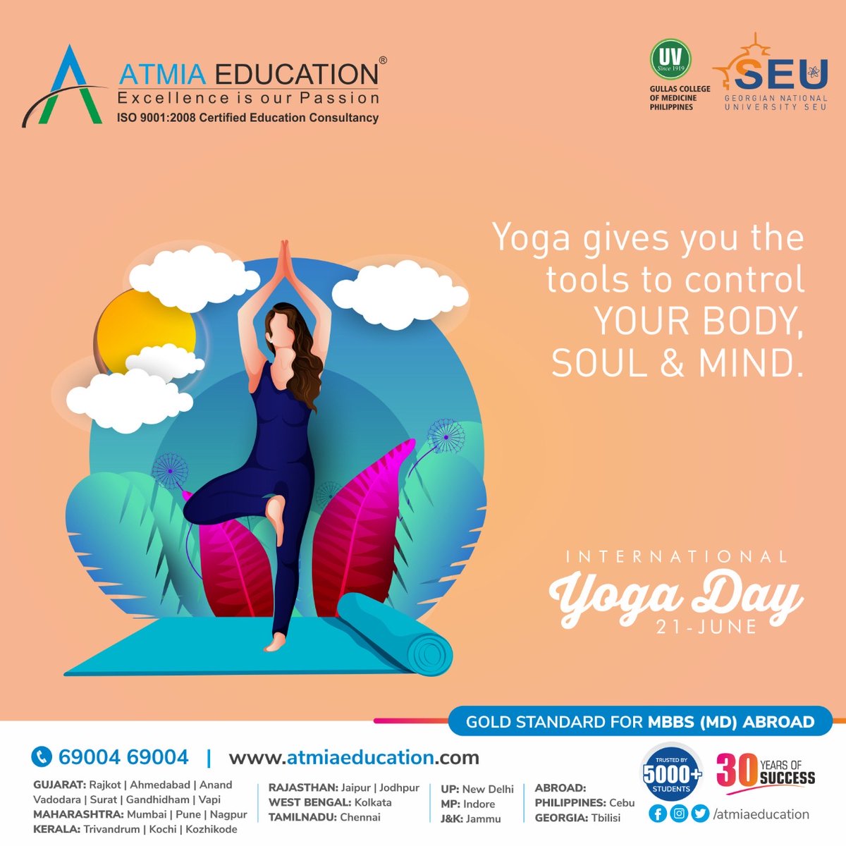 AtmiaEducation's tweet photo. “21st June 2021 ,World Yoga Day“

#worldyogaday2021 #mbbsabroad #FMGE  #UV #mbbsphilippines #mbbsgeorgia #studyabroad #md #ms #neet2021 #studymedicine #uvgullas #seu #georgia
#mbbs #atmiaeducation #doctor #cebu #beadoctor #atmia #neetug https://t.co/O5xFNgTQiG