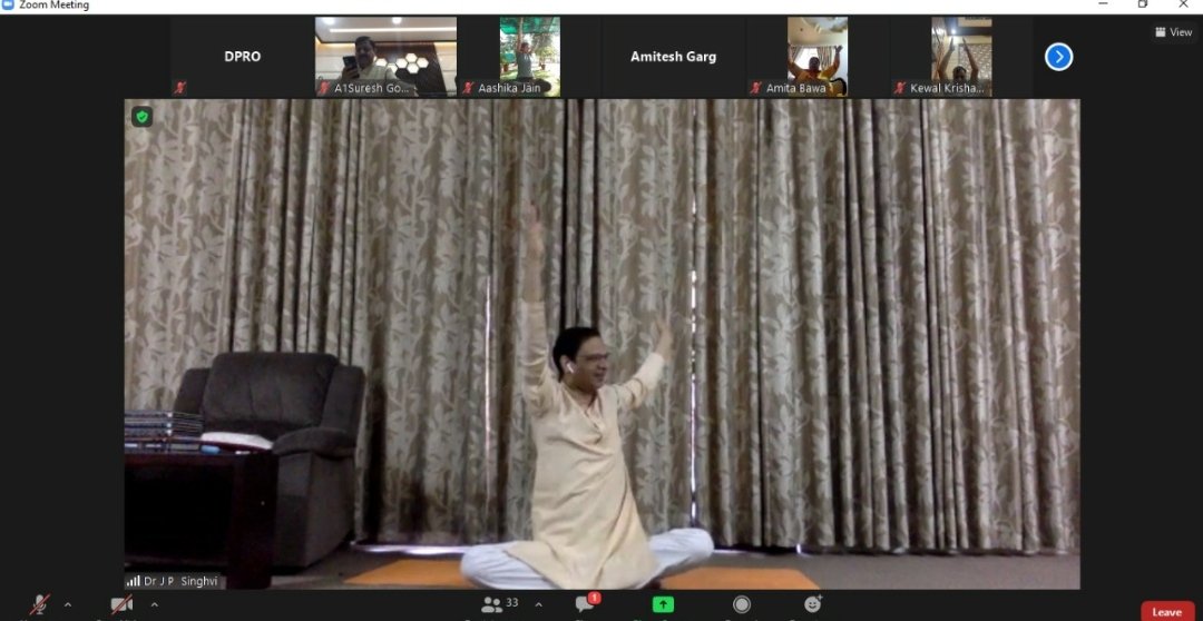 GirishDayalan's tweet image. On the #InternationalYogaDay &apos;Immunity &amp;amp; Well being&apos; program organised virtually for govt. employees.

Over 5000 participated.

Thankyou Dr. JP Singhvi for Yoga, Pranayam &amp;amp; meditation techniques

Thanks &apos;Art of Living team&apos;
#getfitwithyoga
#health
#fitness