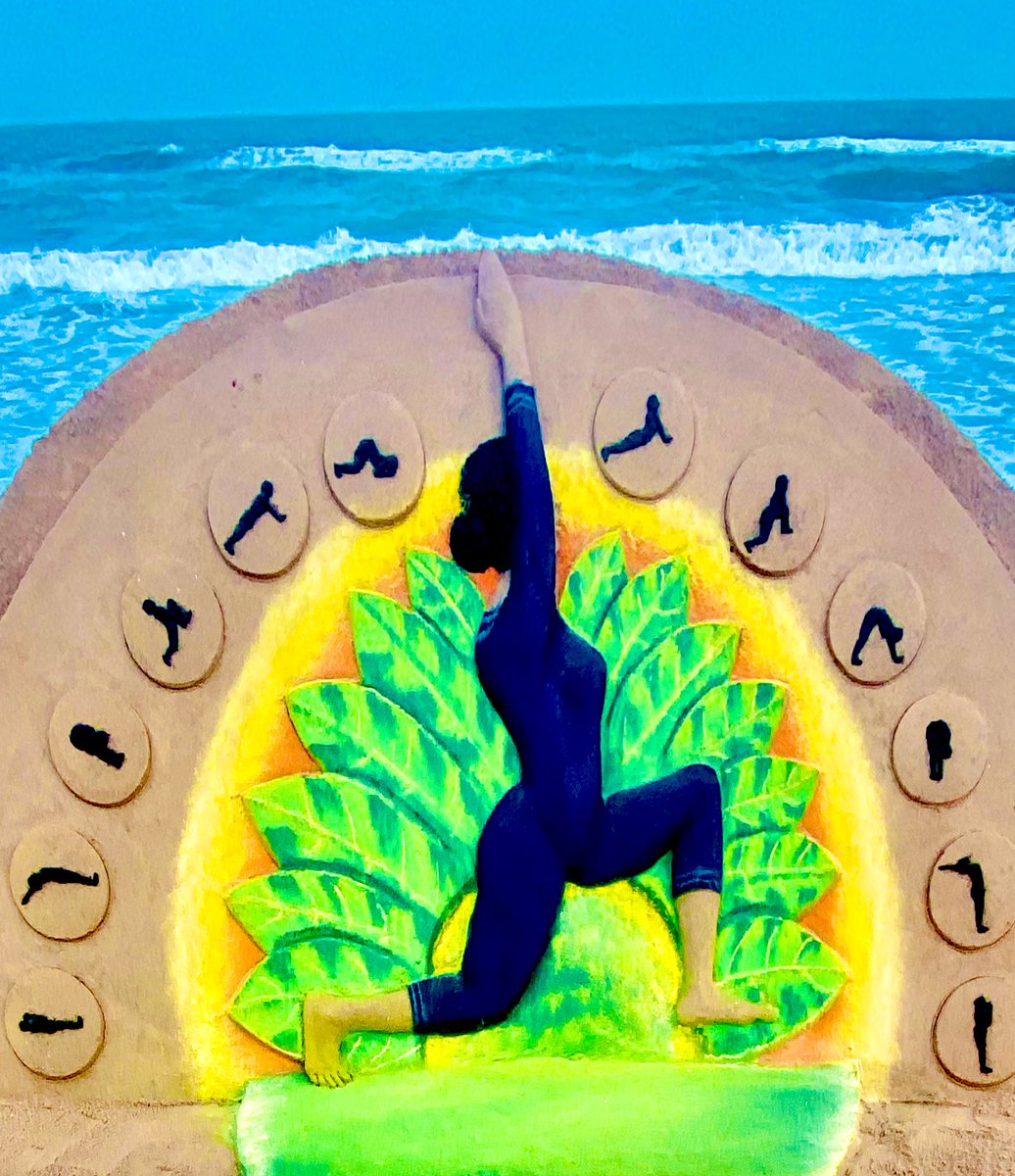 sudarsansand's tweet photo. #InternationalDayOfYoga to remind our long tradition and healthy practice. To promote health and wellbeing.
My heartfelt thanks to our Hon’ble PM, Shri @narendramodi ji  in popularising Yoga among the masses around the world. My SandArt at Puri beach in Odisha. #YogaForWellness https://t.co/3PgZvLJrCW