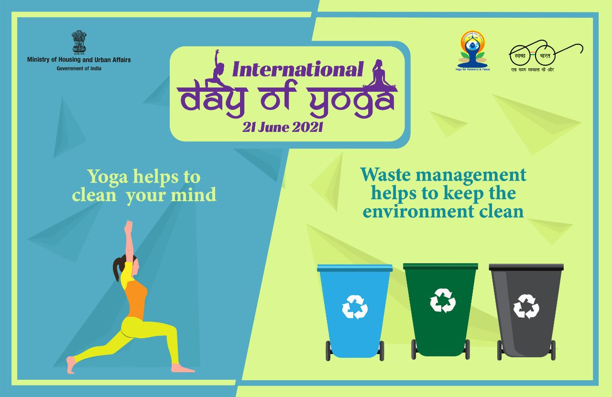 #Yoga and #Swachhata both are similar!
Yoga helps in cleaning our minds and by waste management we can achieve clean Environment.

#InternationalDayOfYoga #YogaDay2021 #YogaDay #YogaForWellness #YogaForAll #YogaForHealth #MyCleanIndia