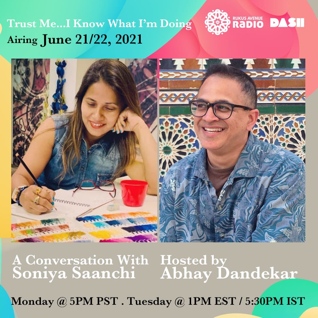 soniyasaanchi's tweet photo. Super excited to converse with Dr Abhay Dandekar on his show 'Trust me...I know what I'm doing'..
Do tune in to https://t.co/L1kka0elE0 on Tuesday 22nd June at 5.30 P.M. I.S.T.
TRUST ME I KNOW WHAT I'm DOING
@Mygoodfraindt https://t.co/Ws6bGvFd0w