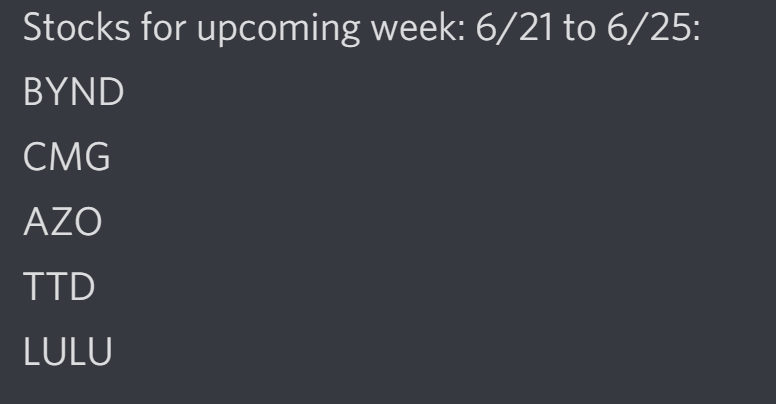sahajoptions's tweet photo. Stocks for upcoming week: 06/21 to 6/25: https://t.co/04Zg7u2BQC
