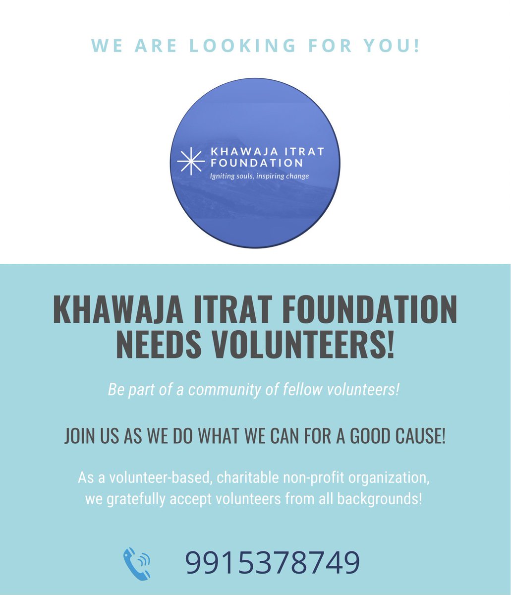 ItratFoundation's tweet photo. Be part of a community of fellow bolunteers!
Call 9915378749 to Register. https://t.co/nWoKrpOsky
