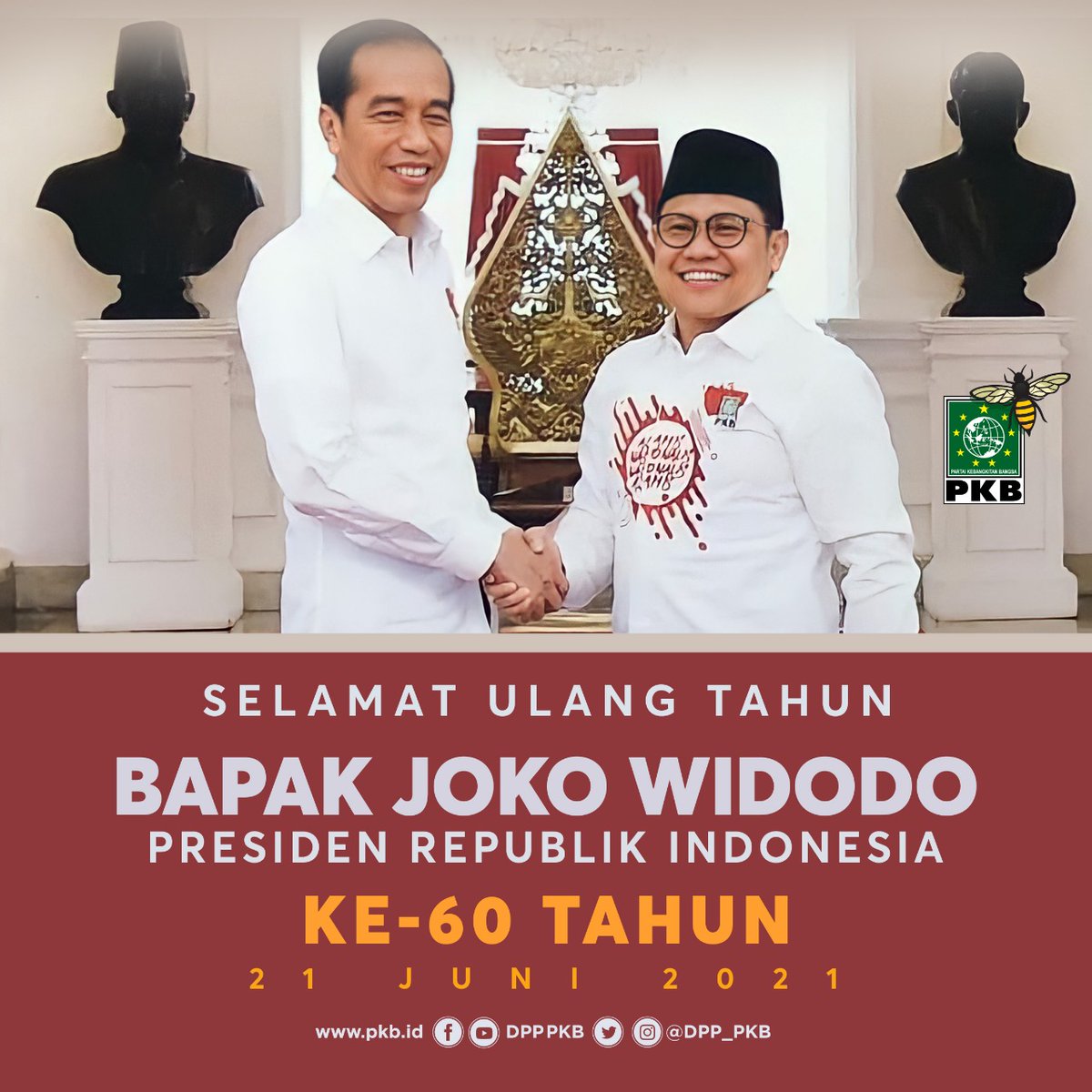 Selamat Ulang Tahun Bapak <a href="/jokowi/">Joko Widodo</a> Presiden Republik Indonesia.

Semoga selalu diberikan kekuatan, kesehatan dalam menjalankan tugas, membawa Indonesia maju lahir batin, Amin
#HBDJokowi60
#HBD60Jokowi