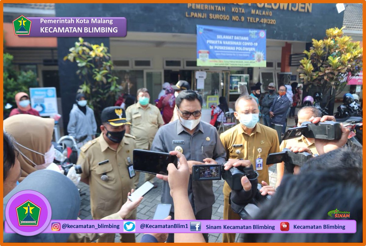 kecblimbing, Wakil Wali Kota Malang, Ir. H. Sofyan Edi Jarwoko meninjau Pelaksanaan Vaksinasi Covid-19 bagi masyarakat bertempat Di Puskesmas Polowijen, Senin (21 Juni 2021) kecblimbing.malangkota.go.id/2021/06/21/pel…