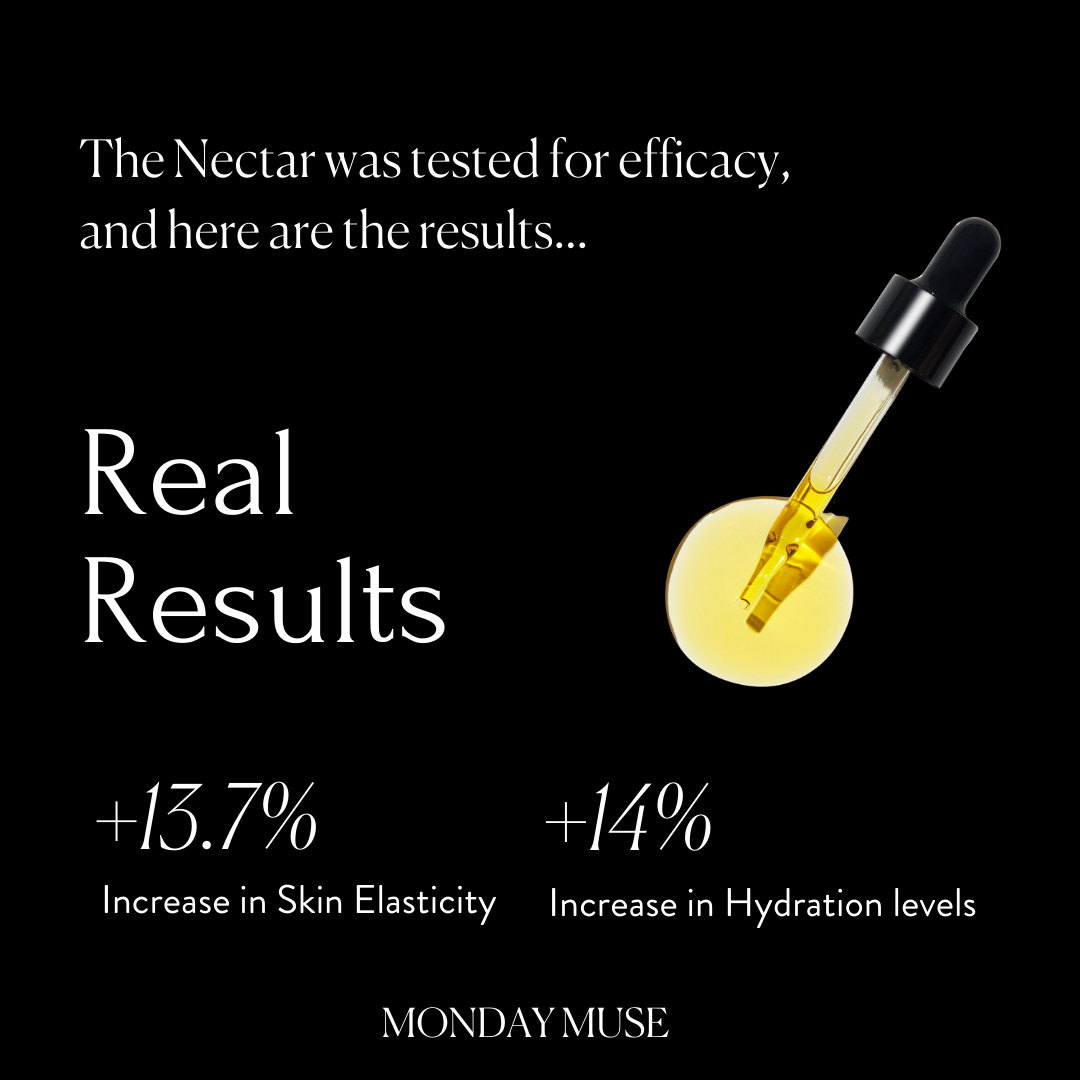 MondaymuseSkin's tweet photo. As you may have seen, I had The Nectar tested a while back! A 4-week independent study was conducted where 10 individuals applied The Nectar daily and they found some great results... Not just hydration levels went up after 2, 3, and 5 hours after application but also the skin's https://t.co/zuIQK0rDRS