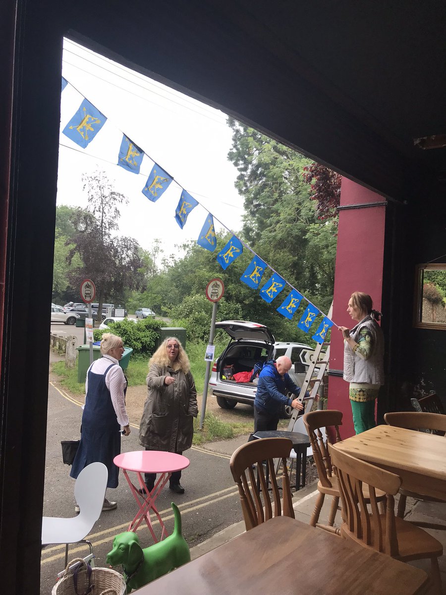 clareantiques's tweet photo. #SuffolkDay with @BBCSuffolk and @MarkGlennMurphy @clareantiques St Edmunds bunting going up to celebrate this special day coming live from Clare https://t.co/y0b3CKprbK
