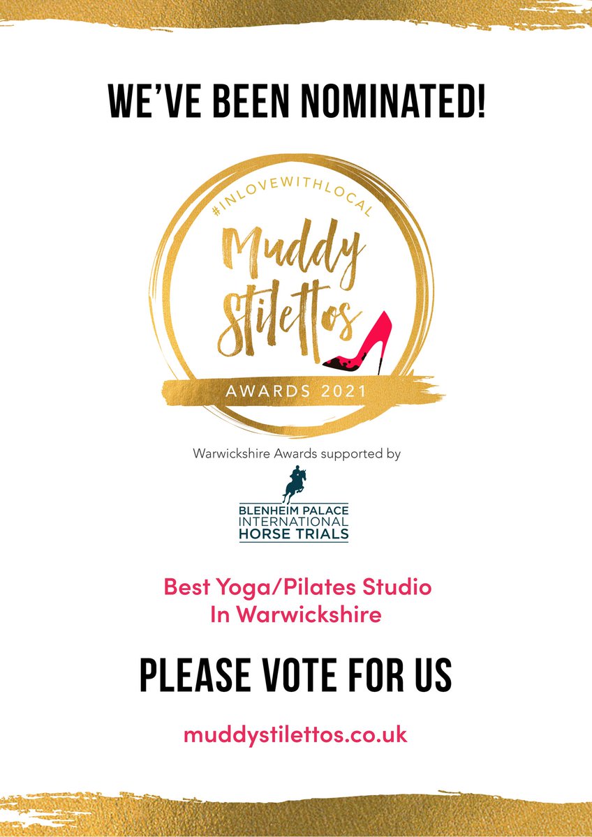 Lovely surprise to find <a href="/Pilates_Diane/">Diane Clark</a> has  been nominated in the  Muddy Stiletto Awards Best Yoga/Pilates Studio 
Thank you for nominating us  🙏

It would be great to be in the finals of these prestigious awards 
Use this link to vote 

warks.muddystilettos.co.uk/awards/    🙏😊🧘‍♀️