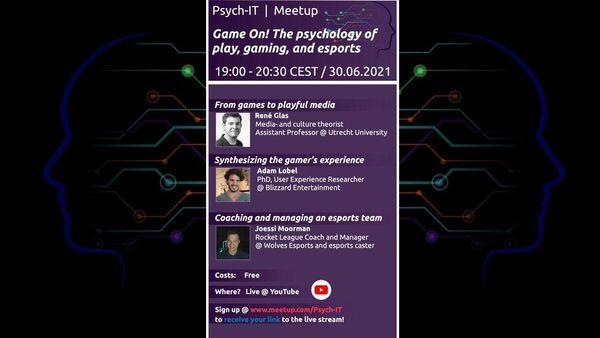Game On! The psychology of play, gaming, and esports 🎮

Wereldwijd zijn er 2,8 miljard gamers met een gemiddelde leeftijd van 35 jaar en deze blijft groeien. Wat doet gaming en esports met de psyche? Meld je aan voor Psych-IT op 30 juni!

👉 meetup.com/nl-NL/Psych-IT…