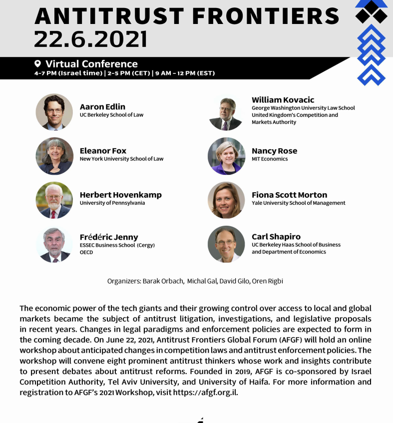 Very excited for our conference tomorrow, organized together with Barak Orbach, David Gilo and the Israeli Antitrust Authority, with a great lineup of leading international scholars: afgf.org.il
