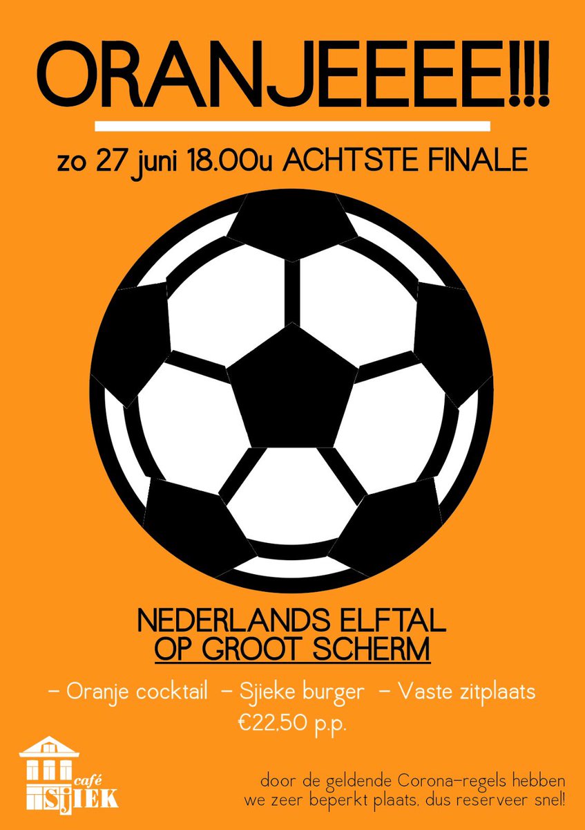 Het mag weer en het kan weer! EK voetbal in de kroeg op groot scherm. Reserveer je tickets via 010 - 4730476. Meer info op de site van onze Sjieke vrienden sjiek.info #ek2021 #café #sjiek #scherm #schiedam #finale