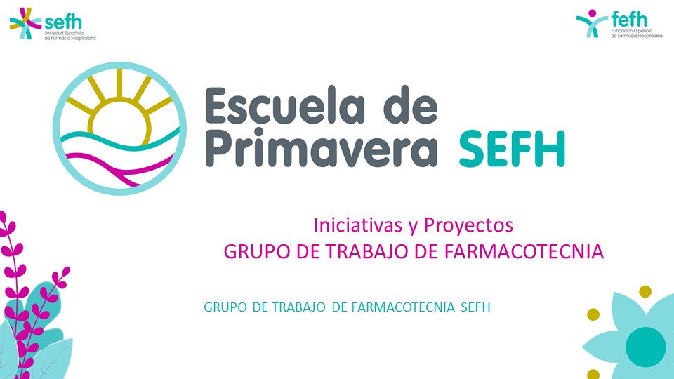 🌸🌼🌷 ¡¡Todo listo para esta tarde!! 🌹🌻🌺

Nos vemos a las ⌚️ 18:00 en la Sala 2, contando nuestros proyectos e iniciativas, de la mano de <a href="/pflox/">Pilar Flox</a> 

#PrimaveraSEFH
#formulacionmagistral #compounding