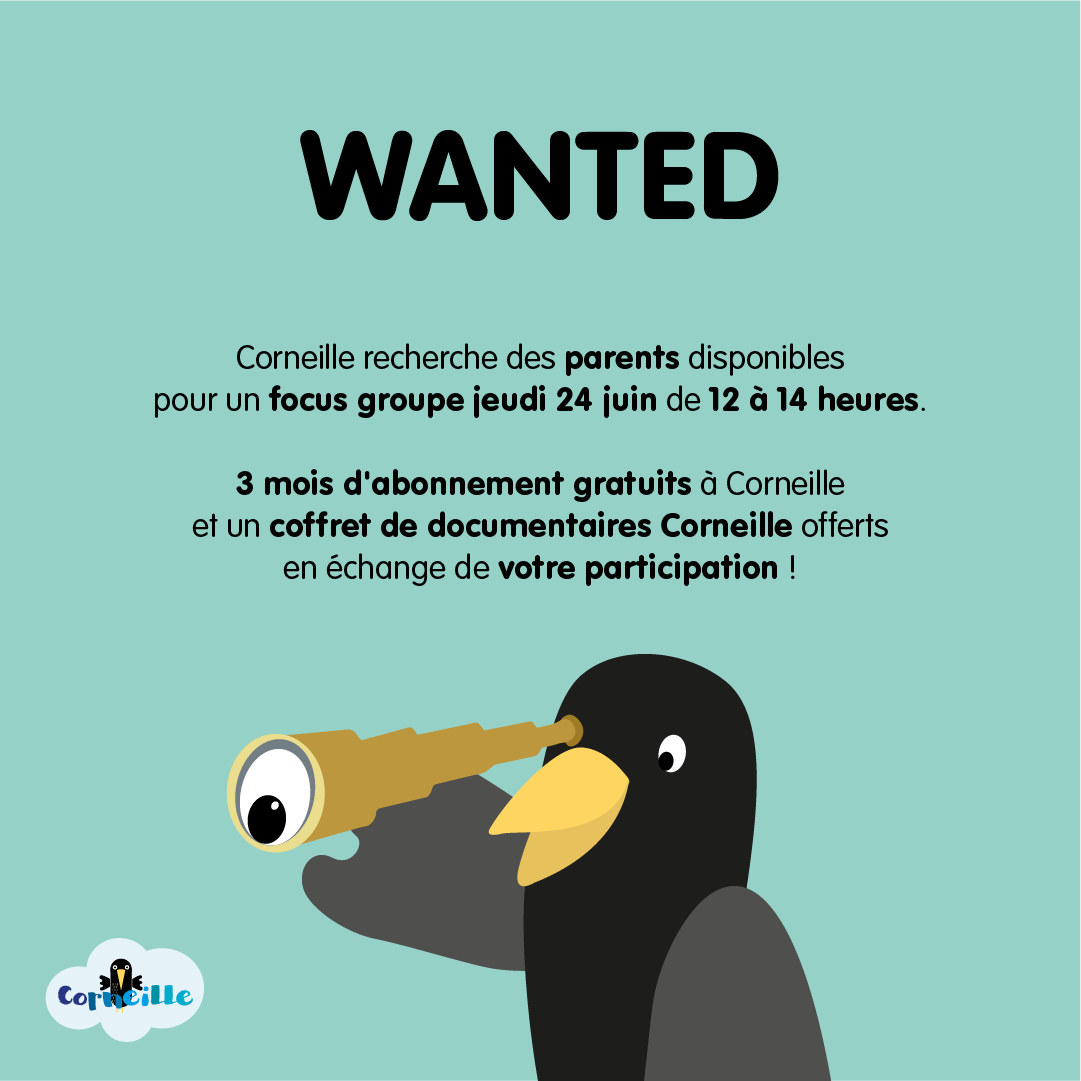 Nous recherchons des parents volontaires pour nous aider à améliorer notre application !
Pour cela, nous aurions besoin de parents d'enfants de 5 à 8 ans, disponibles le jeudi 24/06 de 12 à 14 h (en visio). 
3 mois d'abonnement gratuits et un coffret de documentaires !