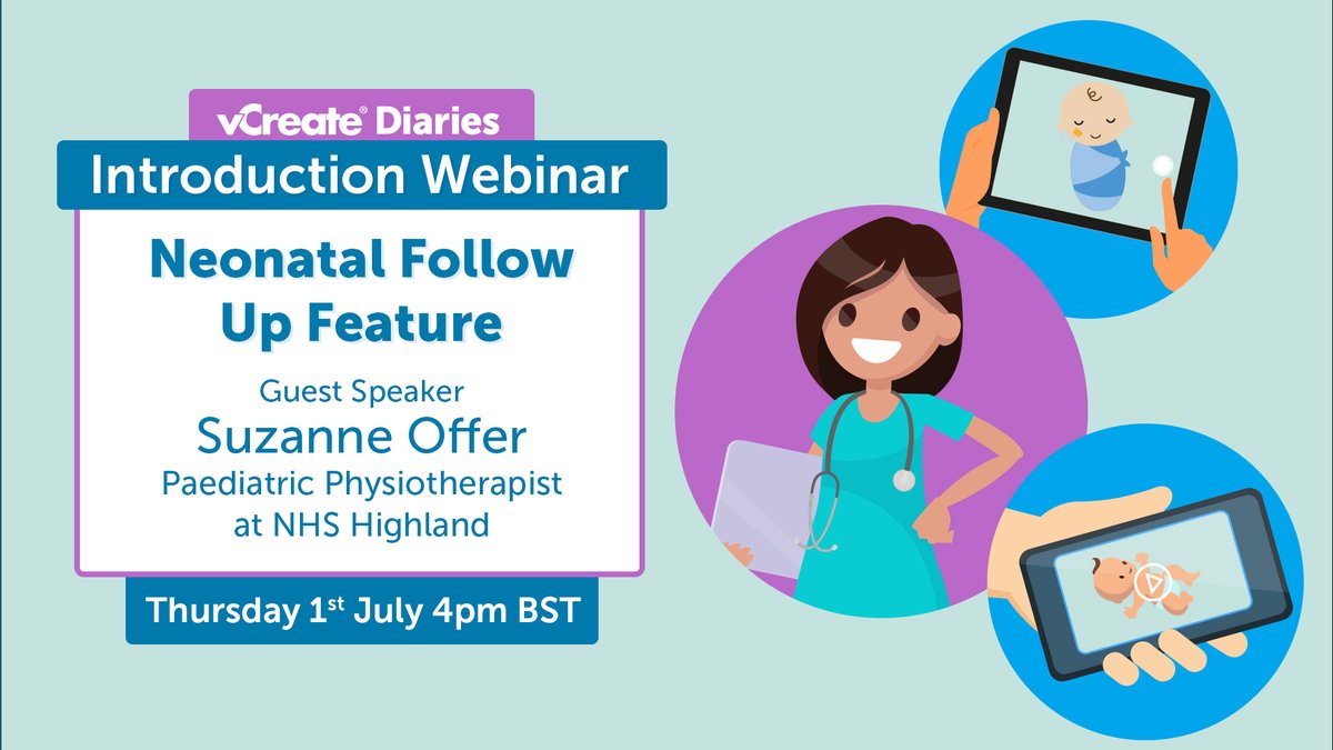 vCreateNICU's tweet photo. Next week is our Neonatal Follow Up webinar where we'll be demonstrating how our new Diaries feature works. We're joined by special guest Paediatric Physio @offersuz to share how her team have found it invaluable for T+3 assessments. Register here: https://t.co/RGQ5OEksKB https://t.co/eA3d5SQpde