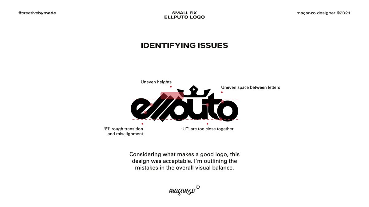 StudiobyMADE's tweet photo. What I fixed in @ell_p Logo
#LogoSmallFix #byMADE #maçanzoDesigner https://t.co/TJ8l9hyMrE
