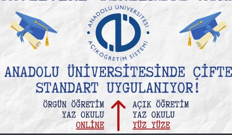 Çifte standarta hemen son verilmelidir!
#aöfyazokuluonlineolsun