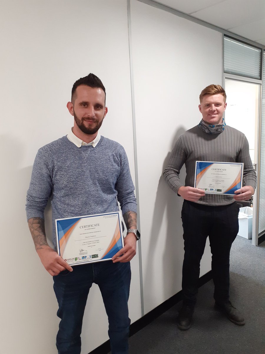 We would like to congratulate Shayne Stephens, Technical &amp; Product Quality Manager and Conor Crowley, Production Manager for successfully completing their Lean 6 Sigma Yellow Belt training! We look forward to watching your progress as you work towards your Green Belt status.