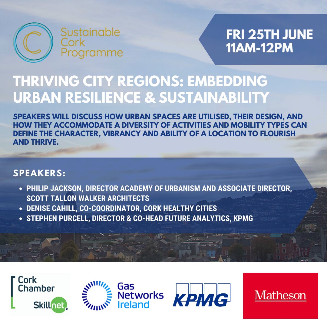 Join us as speakers discuss how urban spaces can be used, and designed, to promote diverse activities and mobility types to enhance the character, vibrancy and ability of a location to flourish and thrive.
Register here > chamber.corkchamber.ie/events/catgid/…