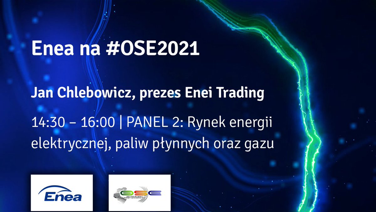 Grupa_Enea's tweet photo. Rozpoczęła się transmisja z wprowadzenia do panelu "Rynek energii elektr., paliw płynnych oraz gazu", w którym weźmie udział Jan #Chlebowicz, prezes #EneaTrading. Do zobaczenia na YouTube @ECBPL 👉 https://t.co/YSNc5f1psH 🎥 Zapraszamy! 🔴 #Enea jest partnerem głównym #OSE2021 https://t.co/MMNSisprEN
