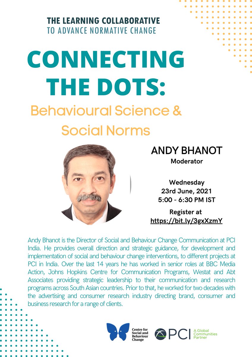 csbcashoka's tweet photo. Listen to @AndyBhanot moderate the discussion on the intersection of #normchange and #behaviouralscience! Don't miss this #webinar!
🗓️ 23 June, 5:00 PM IST onwards
Register now at https://t.co/OF0J15gs0B
#SALC #SALC2021 #gendernorms #socialnorms https://t.co/oJV2doYpKu