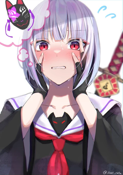 仮面を無くした甘色ちゃん#コンパスお絵描き#狐ヶ咲甘色 