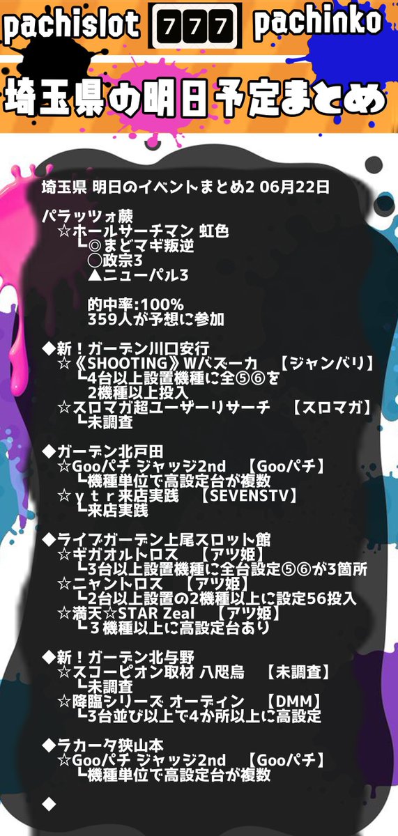 赤坂 パチスロ プログラミング V Twitter 埼玉県 06月22日 明日のスロットイベントまとめ 毎日前日17時配信 楽園大宮 ピーアーク谷塚ピーくんパーク メガガーデン所沢スロット館 新 ガーデン西浦和 新 ガーデン八潮 スロット 埼玉県 詳細はこちら 赤坂 パチスロ プログラミング V Twitter 埼玉県 06月22日 明日のスロットイベントまとめ 毎日前日17時配信 楽園大宮 ピーアーク谷塚ピーくんパーク メガガーデン所沢スロット館 新 ガーデン西浦和 新 ガーデン八潮 スロット 埼玉県 詳細はこちら