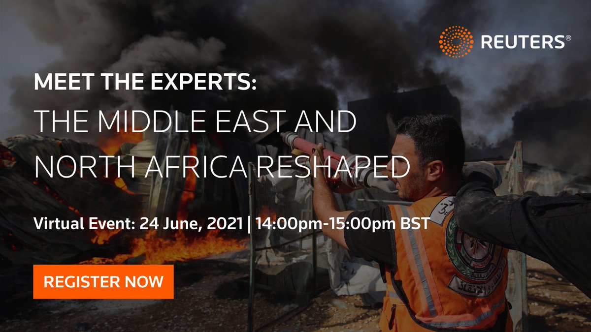 ReutersAgency's tweet photo. Join us for a live virtual event this Thursday, as a panel of experts discuss the major trends that our editorial team is covering across the Middle East and North Africa. Sign-up today: https://t.co/mHNayPtsje #ReutersWebinar #journalists #news https://t.co/FEXIji3dl2