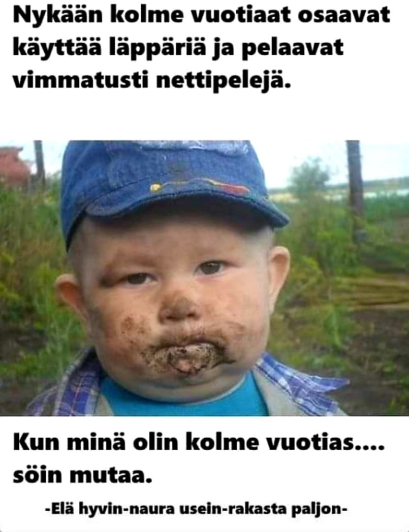 reima_kokkonen's tweet photo. Toista oli leikit ja touhut ennen..silti en vaihtaisi 70 luvun lapsuuttani nykyaikaan ikänä. Me lapset oltiin terveitä ja onnellisia meillä oli paljon kavereita ja tavattiin toisiamme eikä sometettu ja naputeltu viestejä solkenaan 😁 #lapsuus #leikit #muta #onnellisuus #some https://t.co/nZY4isClrG