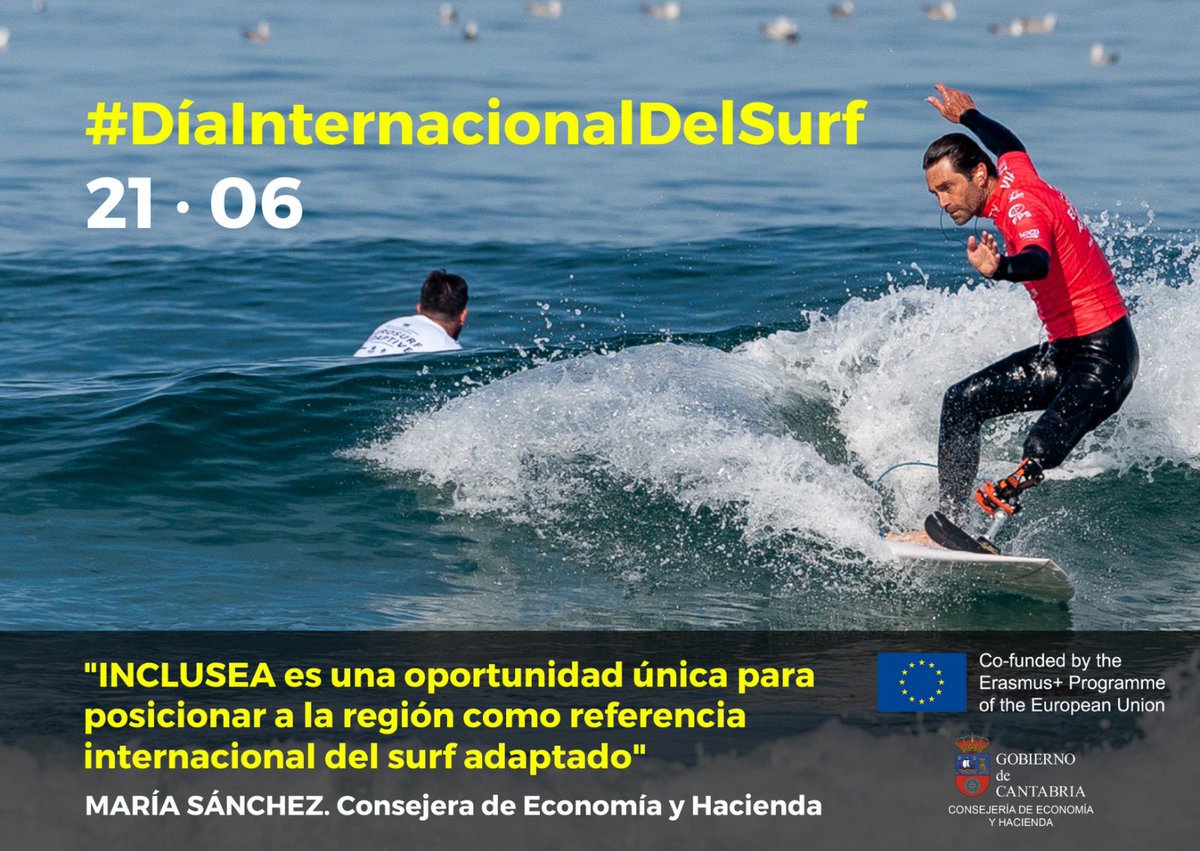 economiacant's tweet photo. 🌊  #INCLUSEA es un proyecto europeo que fomenta la promoción del deporte en la #UE a través del programa @EUErasmusPlus #Sport. 

🏄🏽‍♀️ Desde la #CEYHCantabria apoyamos esta iniciativa y os deseamos un feliz #DíaInternacionaldelSurf 

#ErasmusPlus https://t.co/CFcF6Vnl37