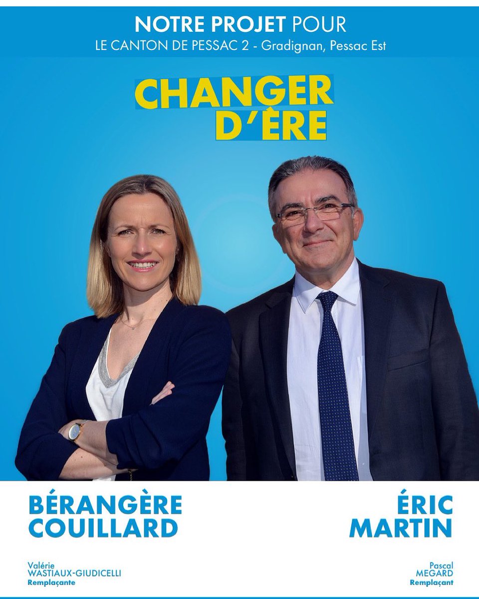 Chers Gradignanais, chers Pessacais, 
Nous vous remercions sincèrement pour la confiance que vous nous avez témoignés.
La victoire est à notre portée. Nous avons besoin de vous encore plus nombreux dimanche prochain, pour Changer d'Ere sur #pessac2.
#departementales2021