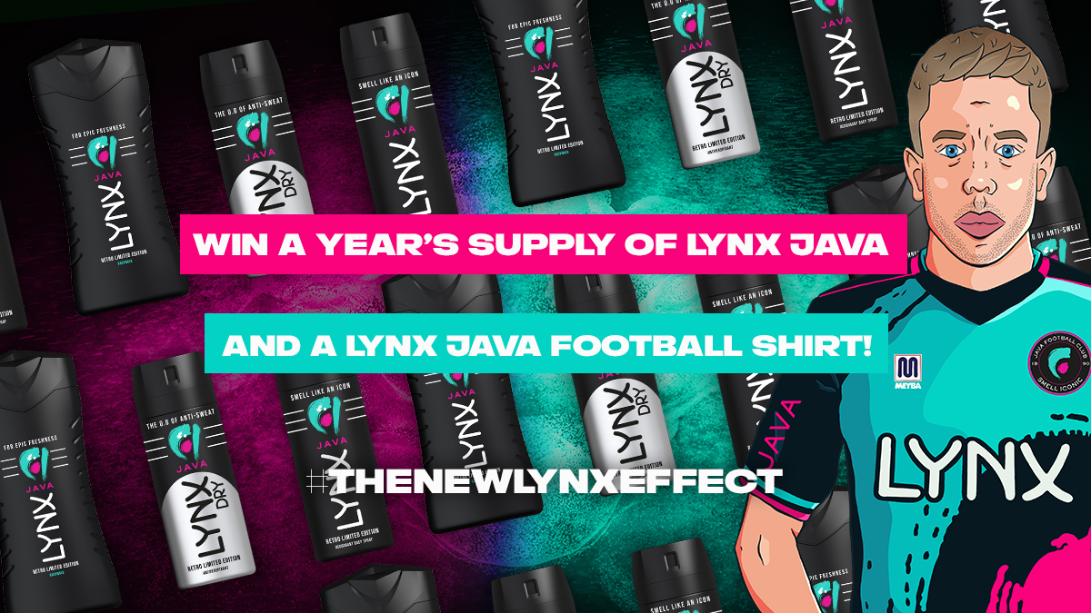 lynx's tweet image. #WIN a year’s supply of Lynx Java and a Java FC Football Shirt!

👉 Follow @Lynx
👉 Retweet this tweet

Smell like an Icon. #TheNewLynxEffect

18+ GB only. See full T&amp;amp;Cs bit.ly/LynxJavaWIN