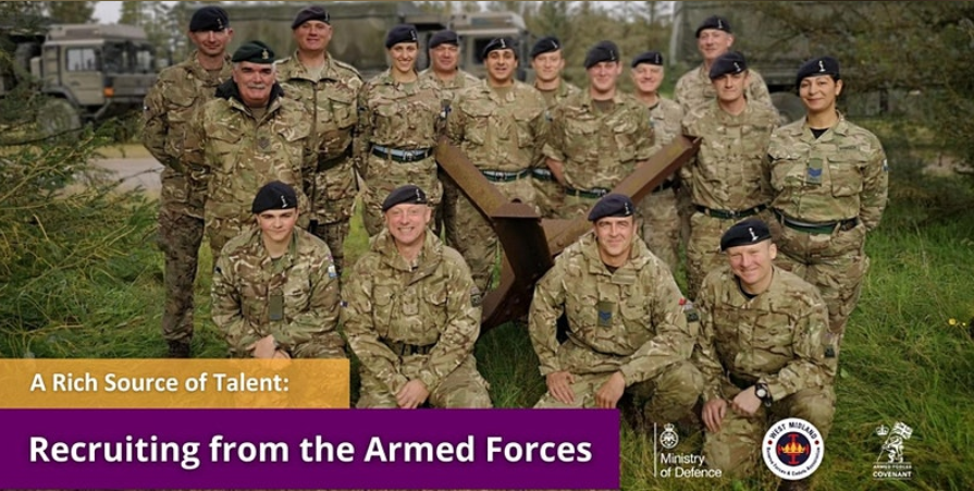 Recruiting well-trained, work-ready talent is a growing challenge.

Join the <a href="/WMRFCA/">West Midland Reserve Forces & Cadets Association</a> tomorrow at 1PM for to find out how working with the #armedforces community can benefit your business.

Register here ➡️ bit.ly/3obk7vX #ArmedForcesWeek