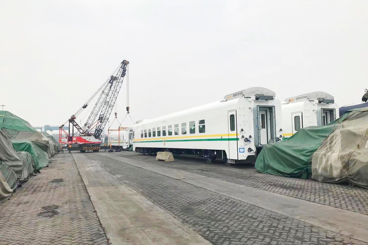 OvieAli's tweet photo. The 21 recently acquired coaches for the newly launched Lagos Ibadan Railway commute. The daily trips would eventually be scaled up; as full operations have already begun so trains could depart from both ends of Ibadan and Lagos at the same time around 8am. Ibadan-Kano is next. https://t.co/0Obskg352N