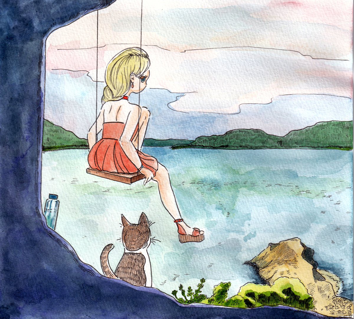 モサモサさん 瀬戸内海 水平線が無いので ぞわぞわ と 不安にならない 最高の海 イラスト 夏 海