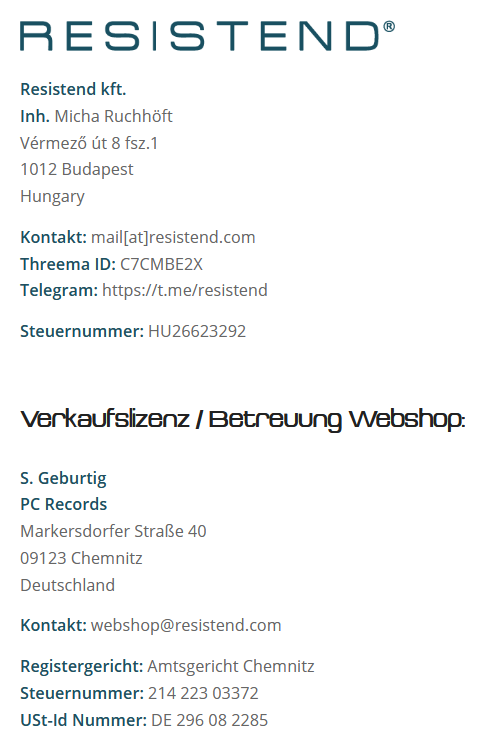 IbDoku's tweet photo. Für "Resistend" werben Neonazis ganz offen. Darunter der frühere NPD-Chef Sebastian Schmidtke und die Nazirapperin Mona "Runa" Naggert. Gemeldet in #Budapest, mit Verkaufslizenz bei PC Records, Steven Geburtig in #Chemnit. Im Netzwerk mit Wardon21&Kampf der Nibelungen.
#nonazis https://t.co/C8z7k8nnFY