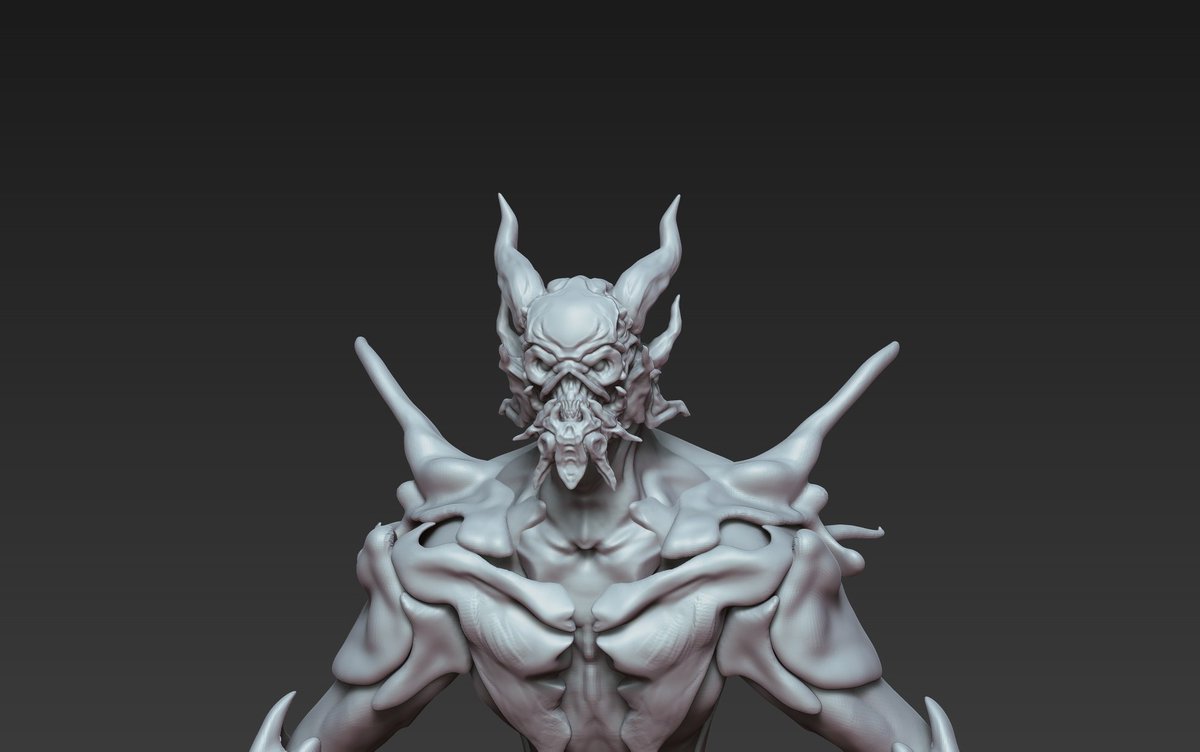 askai3d's tweet photo. Now I'm making a new creature.  What do you think, is it better with or without horns?

#creaturedesign #conceptart #3d #zbrush https://t.co/03HNw2o4fW