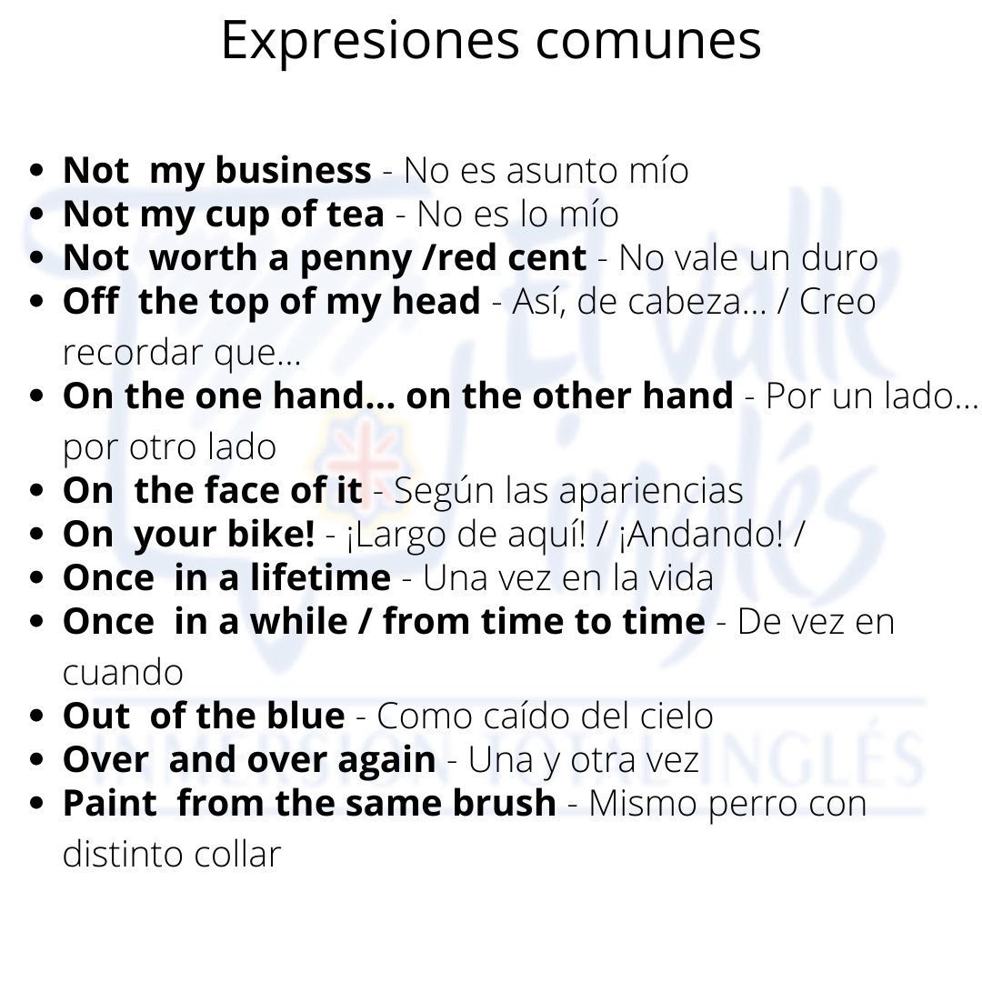 elvalleingles's tweet photo. ¿Quieres expresarte como un inglés nativo? ¿Te gustaría conocer las expresiones más comunes del inglés? 

Te traemos el tercer volumen de las expresiones más utilizadas para que puedas expresarte como lo harías en español sin miedo a equivocarte https://t.co/AvJHLRctsX