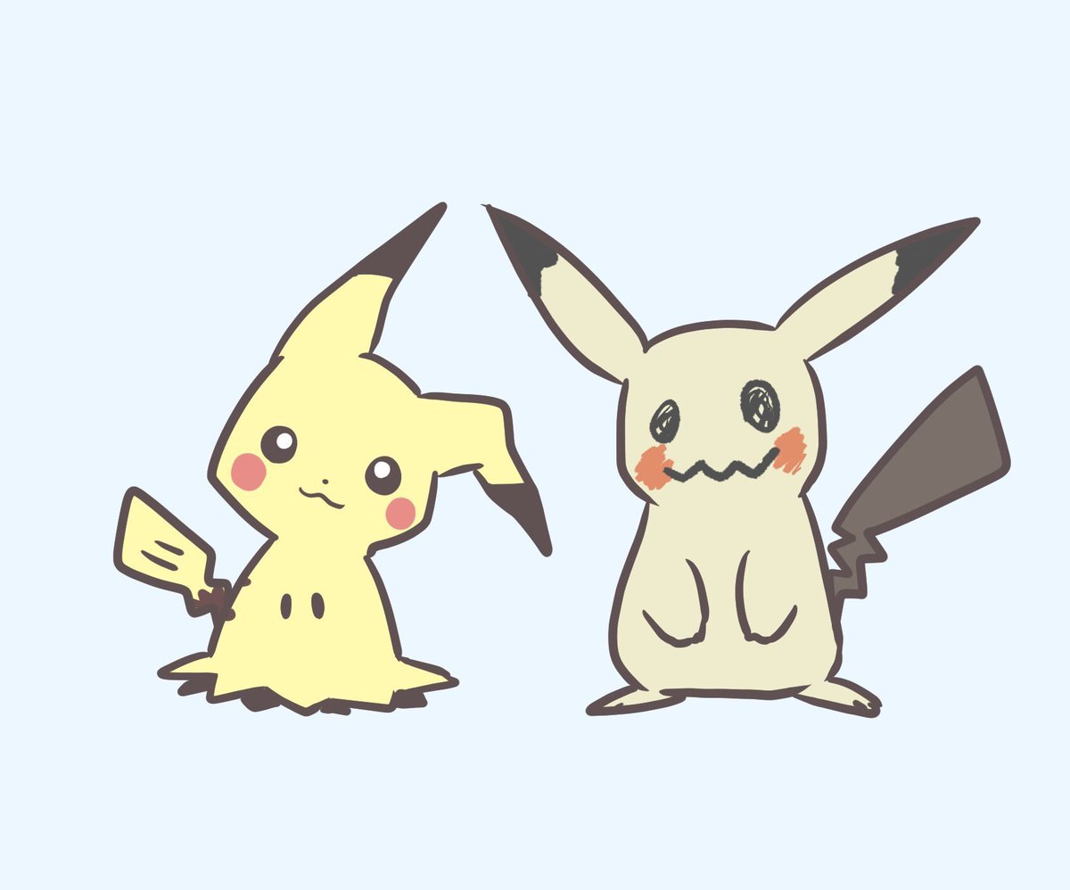 mimikyu ,pikachu pokemon (creature) no humans simple background standing :3 looking at viewer full body  illustration images