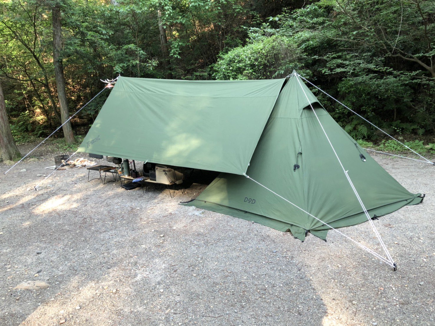DOD】ムシャテント グランドシート、跳ね上げポール2本付