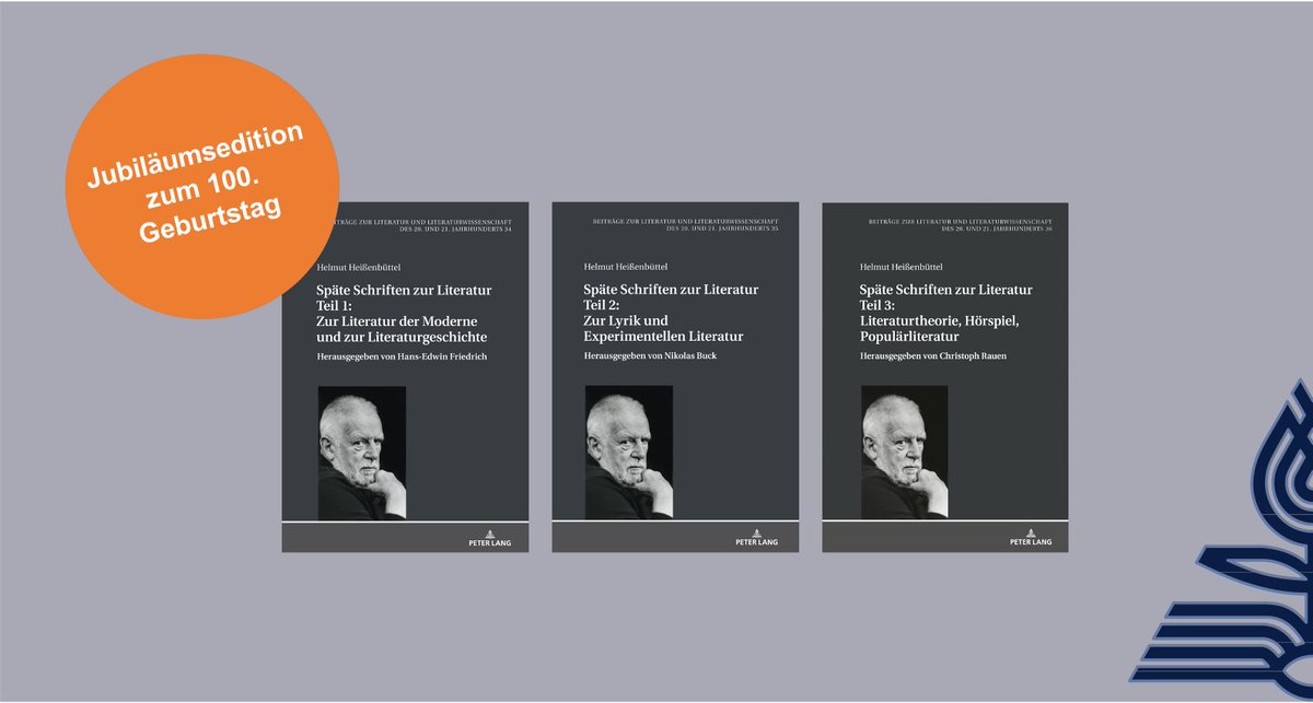 PeterLangGroup's tweet photo. Mit der dreibändigen Jubiläumsedition zum 100. Geburtstag liegen erstmals Helmut Heißenbüttels späte Schriften zur Literatur in gesammelter Form vor. https://t.co/F4h3XRaK6e https://t.co/x3Yp7Pc8aV