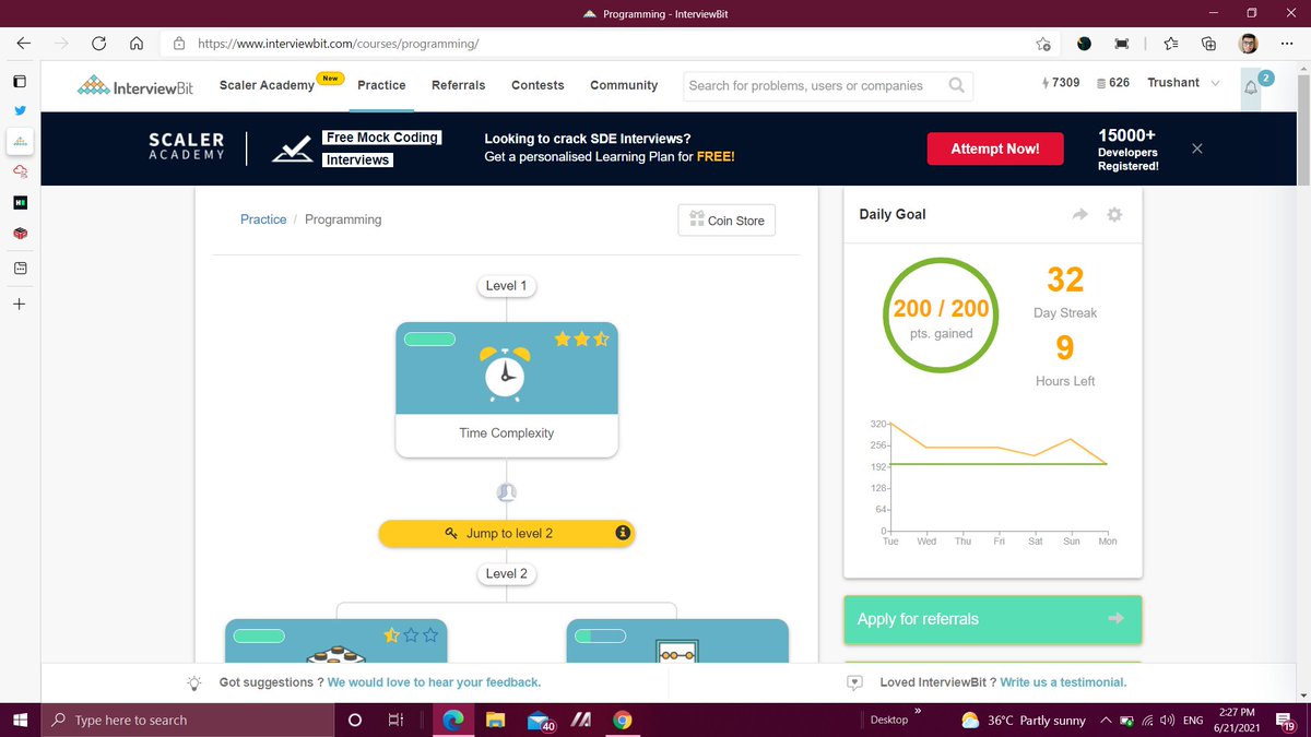 5c178eb256f3475's tweet photo. Day 32 task completed 32 Days of Streak
Streak 032/100Star- 😀
#100DaysOfCode 
#100daysofcodechallenge 
#IB_Coding_Streak 
#code
#codingbootcamp
#developers
#Java 
#c 
#Python 

@scaler_official
@interview_bit https://t.co/OOXVE57wMu