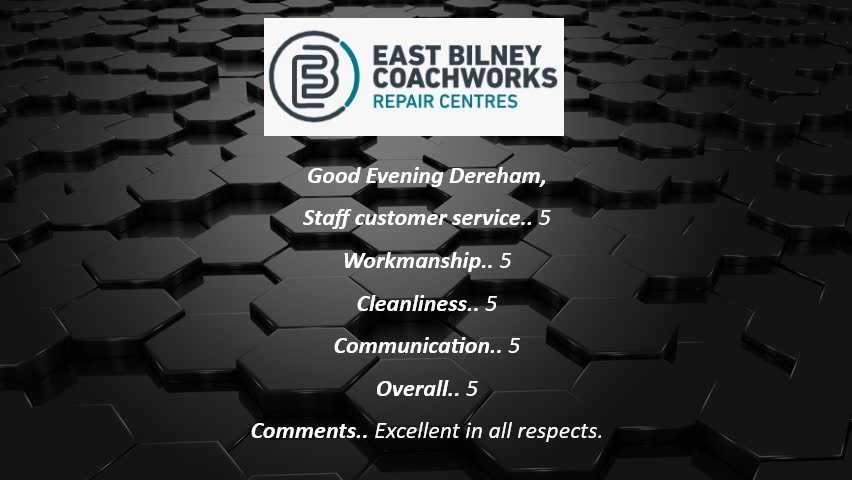 Well Done to Peter &amp; the Dereham Team for these perfect scores from our Post Repair Customer Follow Up's.