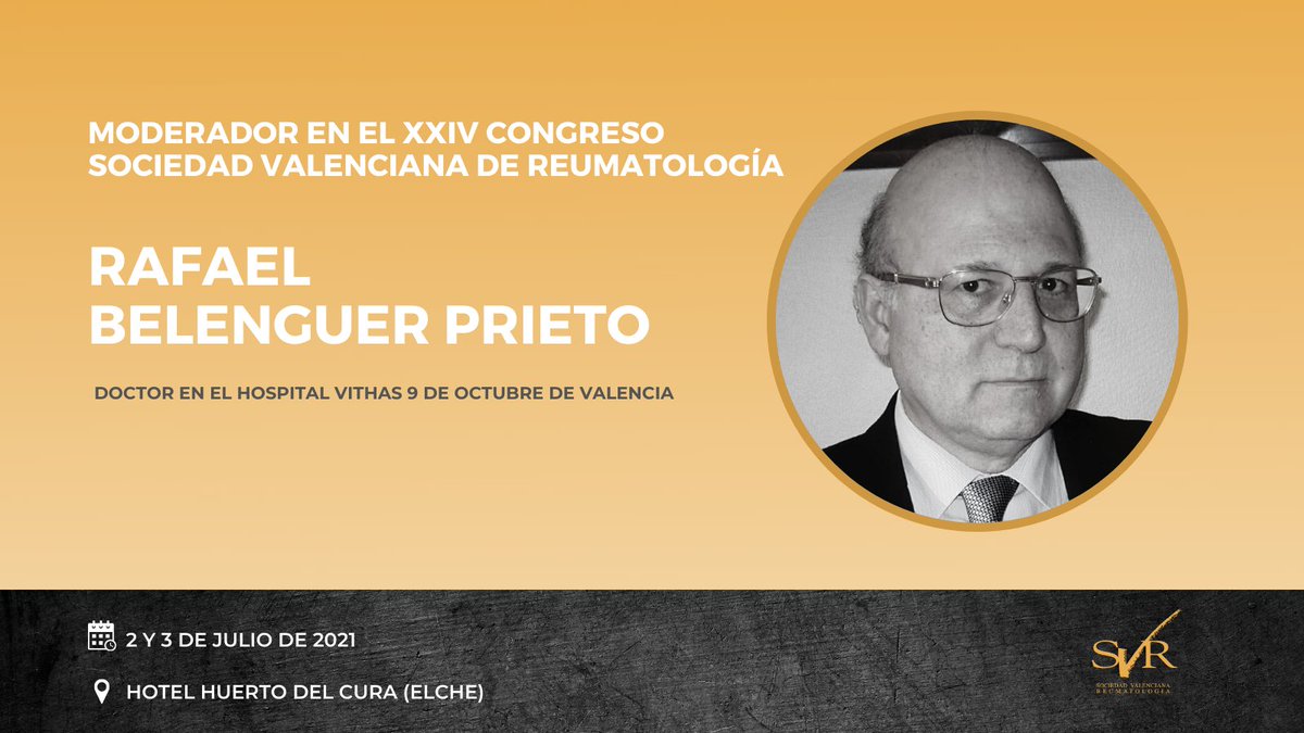 svreumatologia's tweet photo. 🗣 Ponentes #CongresoSVR. 

El doctor Rafael Belenguer del Hospital @Vithas 9 de Octubre de #Valencia será moderador de la mesa sobre síndrome fibromiálgico y dolor crónico. https://t.co/lS9Jm8JVvw