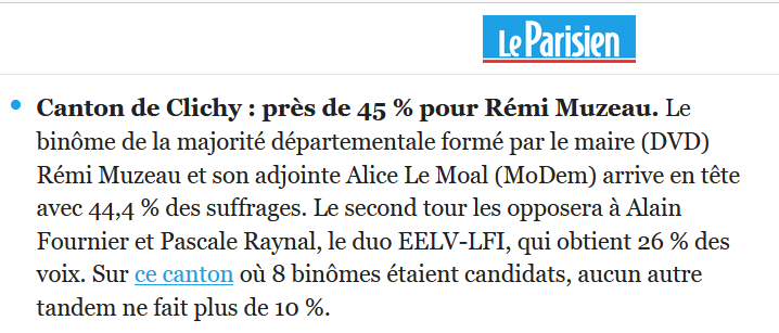 cremieuxrag's tweet photo. A Clichy un second tour est devant nous pour les régionales comme pour les départementales
Le Maire est en ballotage 
L'abstention est son alliée
Je vote le 27 juin prochain
#clichy https://t.co/tZaRFpZvcv