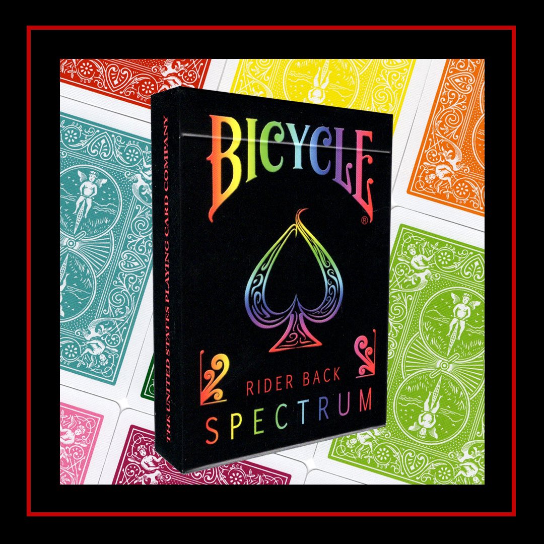 RedDragon_Magic's tweet photo. The Bicycle #spectrum deck Version 2 is here with new additional cards but same #rainbow backs - just in time for #pride month. https://t.co/KzkWUQwYCz